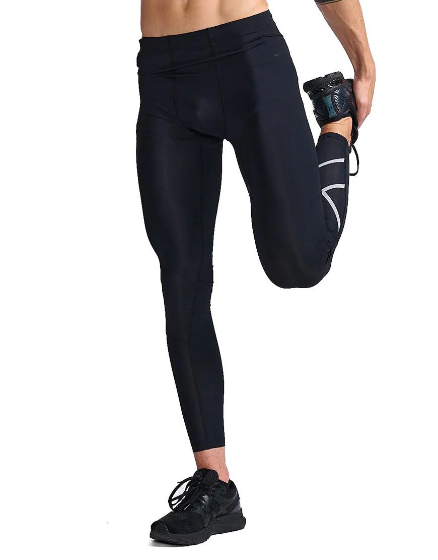 Men's 2XU Aero Compression Tights :Black | Silver Reflective - Image 2