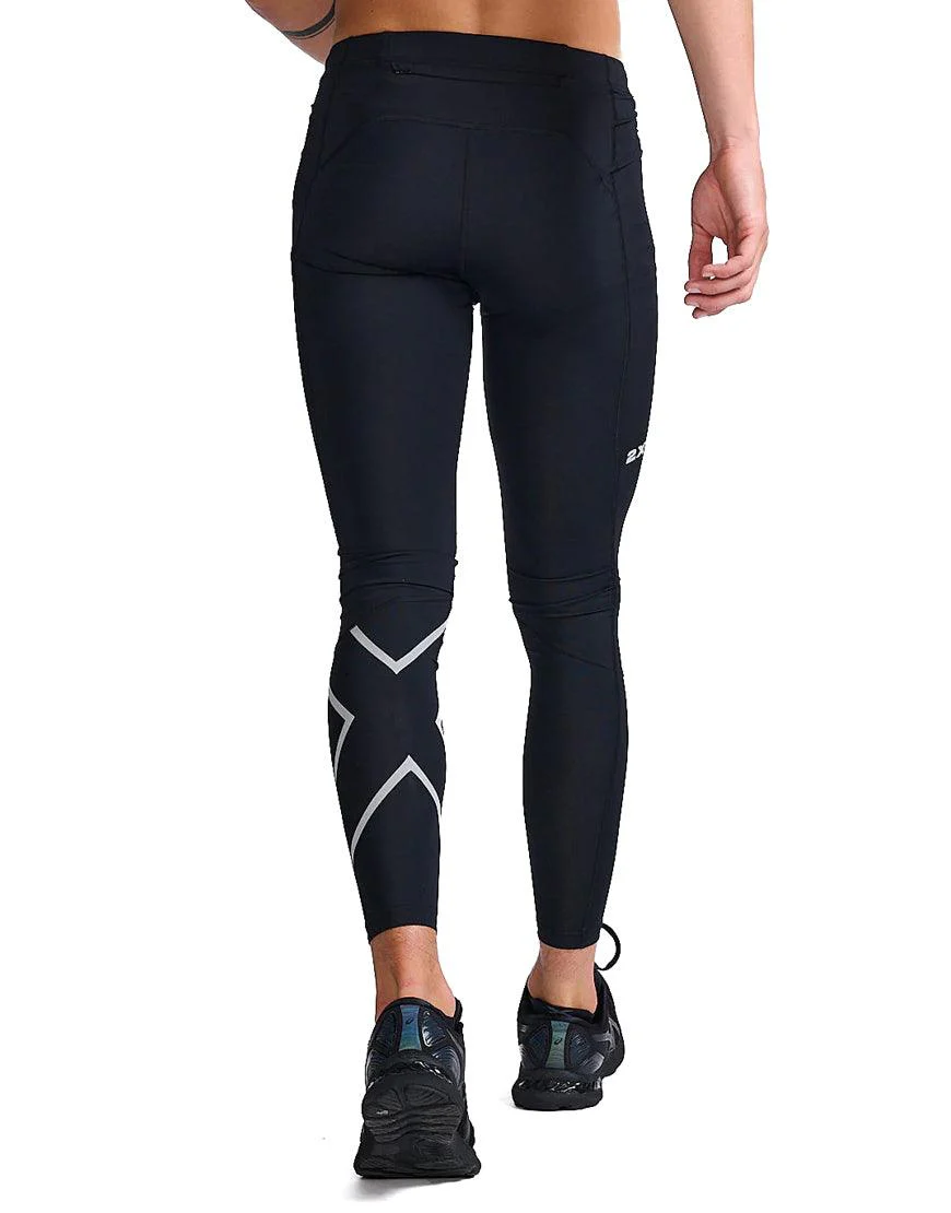 Men's 2XU Aero Compression Tights :Black | Silver Reflective - Image 3