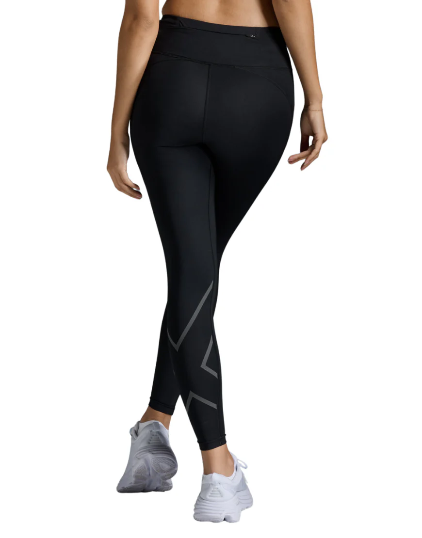 Women's 2XU Aero Hi-Rise Compression Tights - Black I Black Reflective - Image 2