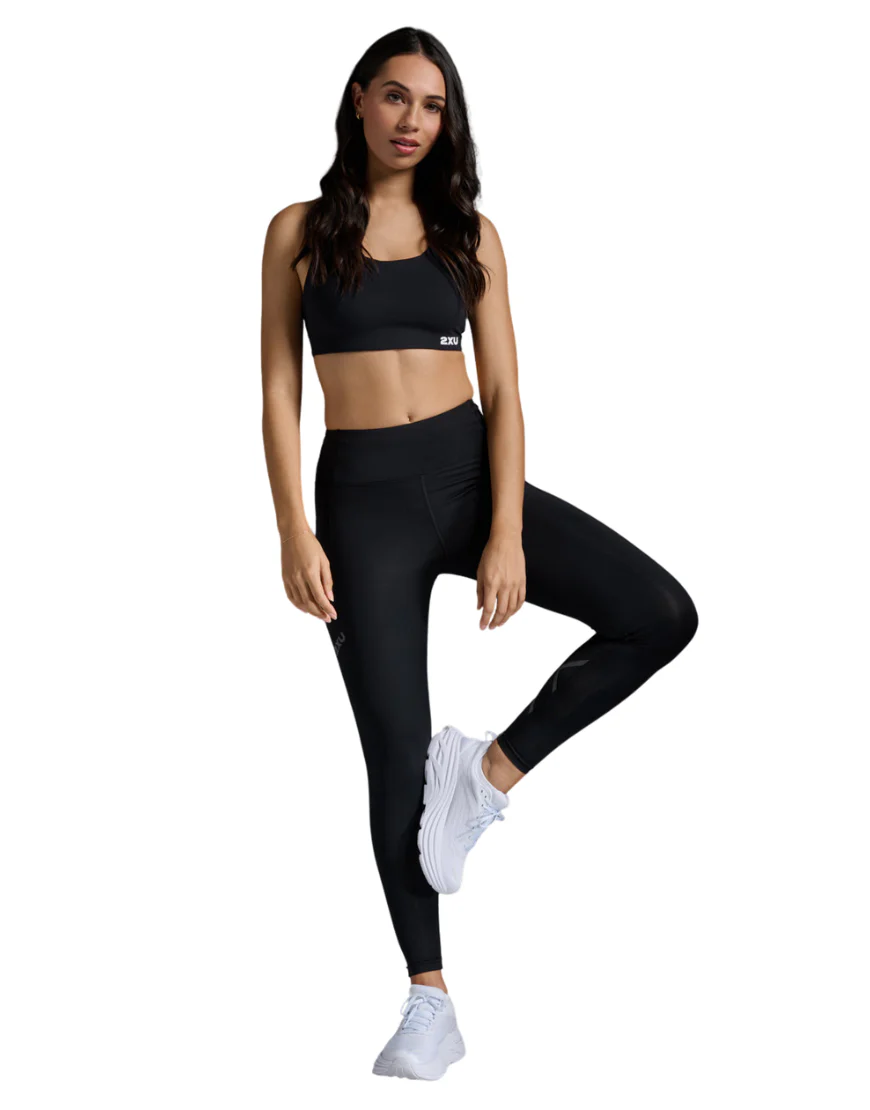 Women's 2XU Aero Hi-Rise Compression Tights - Black I Black Reflective - Image 4