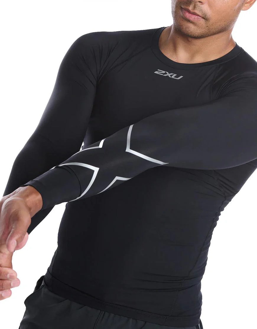 Men's 2XU Core Compression Long Sleeve :Black | Silver - Image 2