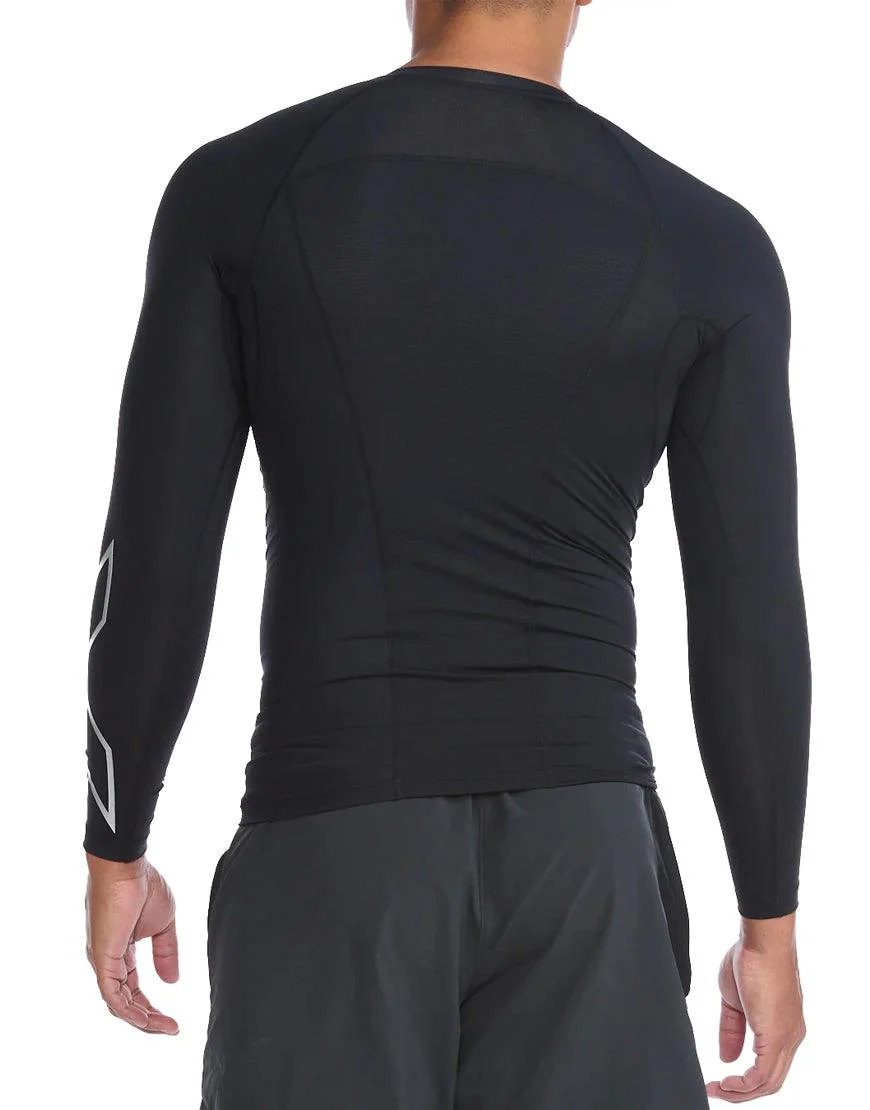 Men's 2XU Core Compression Long Sleeve :Black | Silver - Image 3