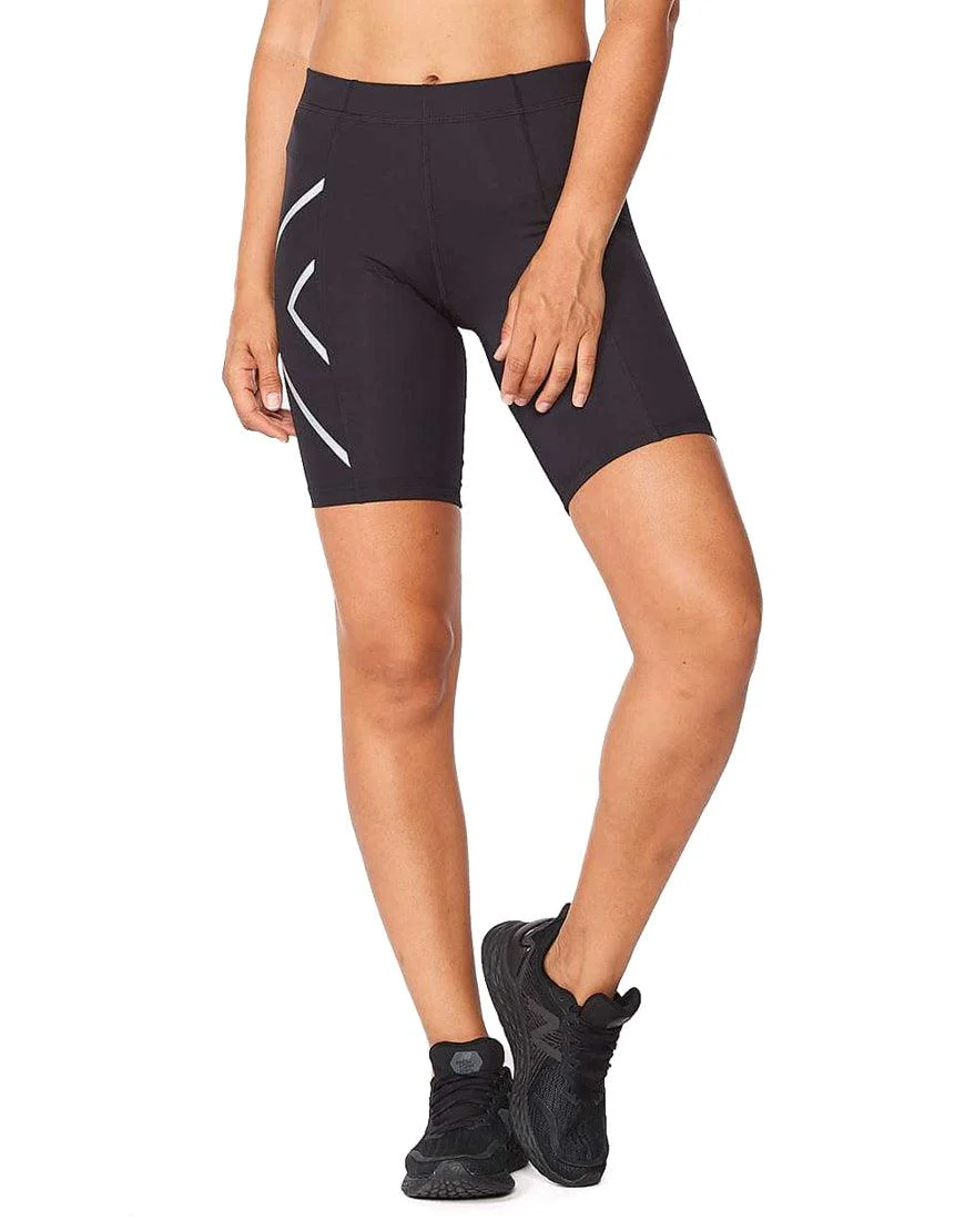 Women's 2XU Core Compression Shorts :Black | Silver - Image 2