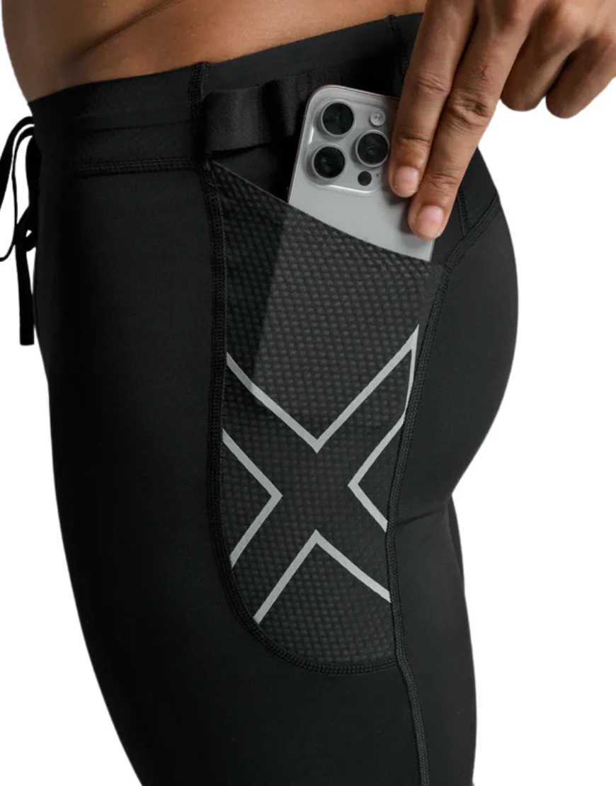Men's 2XU Aero Mesh Compression Shorts :Black | Silver Reflective - Image 3