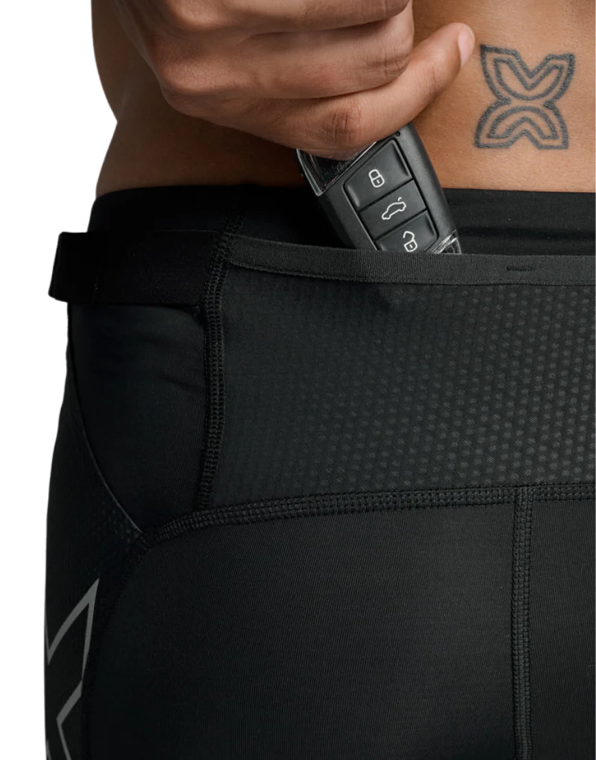 Men's 2XU Aero Mesh Compression Shorts :Black | Silver Reflective - Image 4