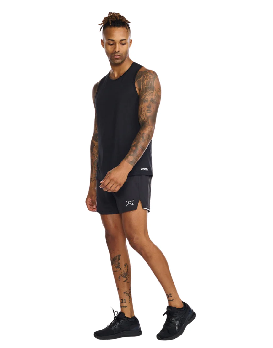 Men's 2XU Aero Running Tank Top :Black | Silver - Image 3