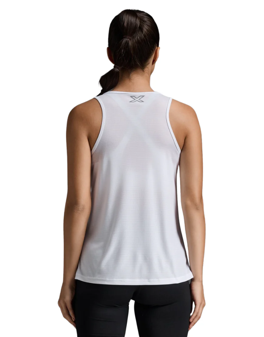 Women's 2XU Aero Running Singlet :White | Silver Reflective - Image 2