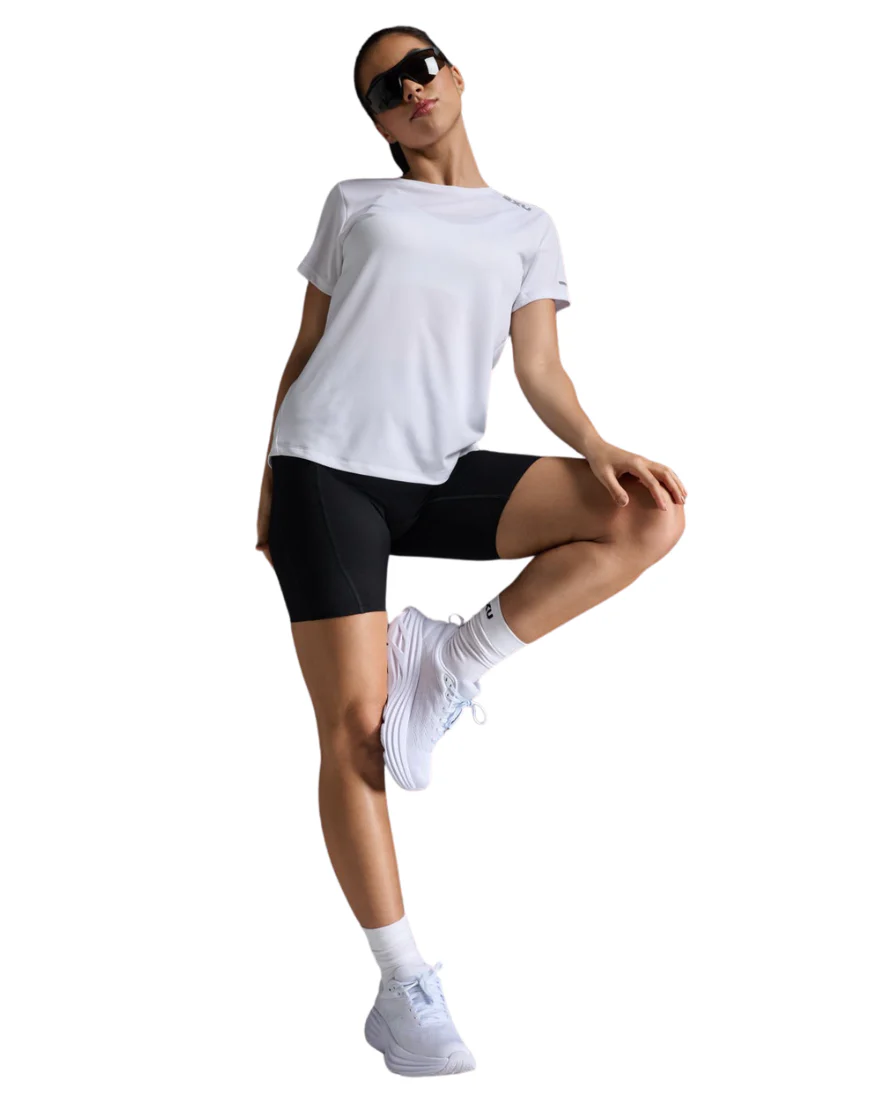 Women's 2XU Aero Running Tee :White | Silver - Image 3