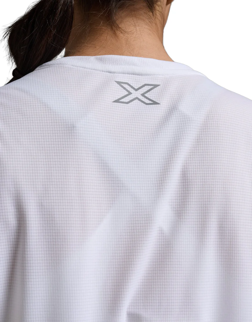 Women's 2XU Aero Running Tee :White | Silver - Image 4