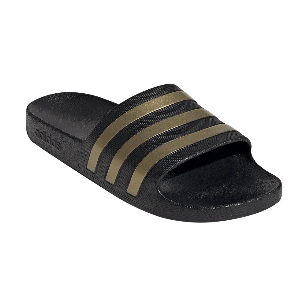 Adilette Aqua Men's Slides :Black | Gold Metallic - Image 2