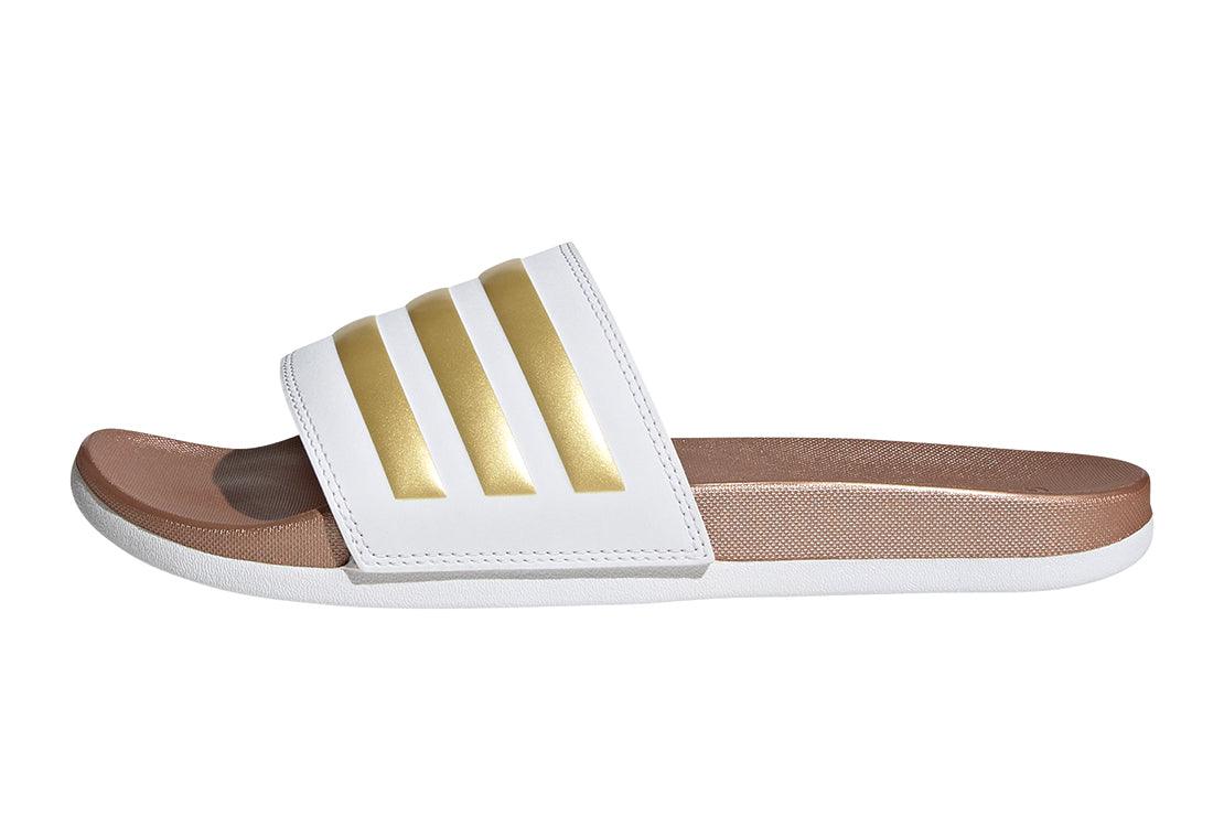 Adilette Comfort Women's Slides :Cloud White | Matte Gold