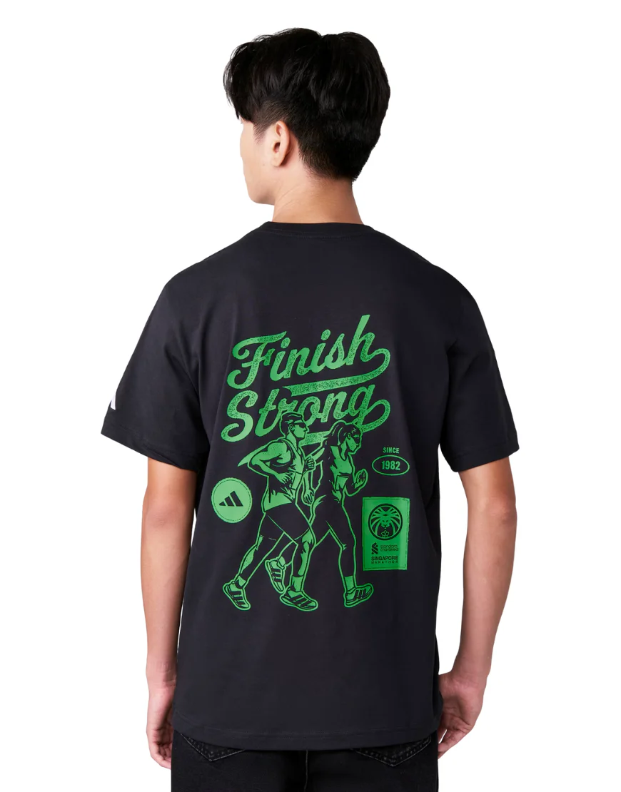 Standard Chartered Singapore Marathon Finish Strong Tee :Black - Image 2