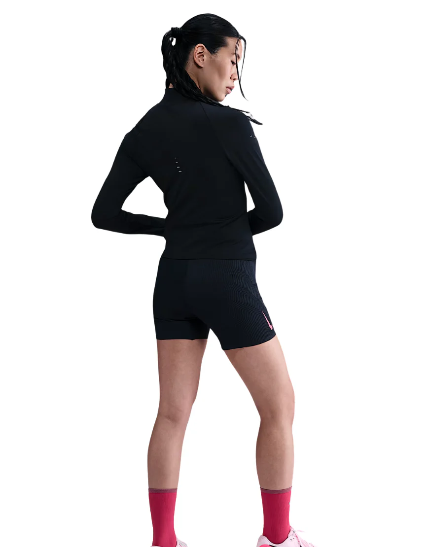 Women's Dri-FIT AeroSwift Running Shorts: Black/Aster Pink/Green Shock - Image 2