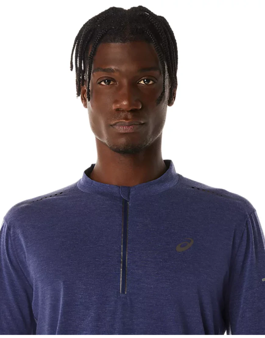 Men's Metarun 1/2 Zip Long Sleeve Top: Indigo Blue - Image 3