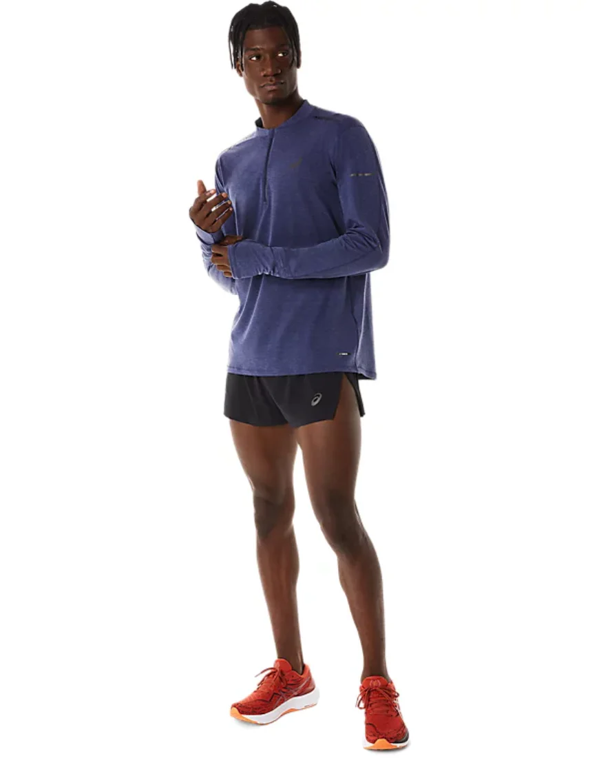 Men's Metarun 1/2 Zip Long Sleeve Top: Indigo Blue - Image 4
