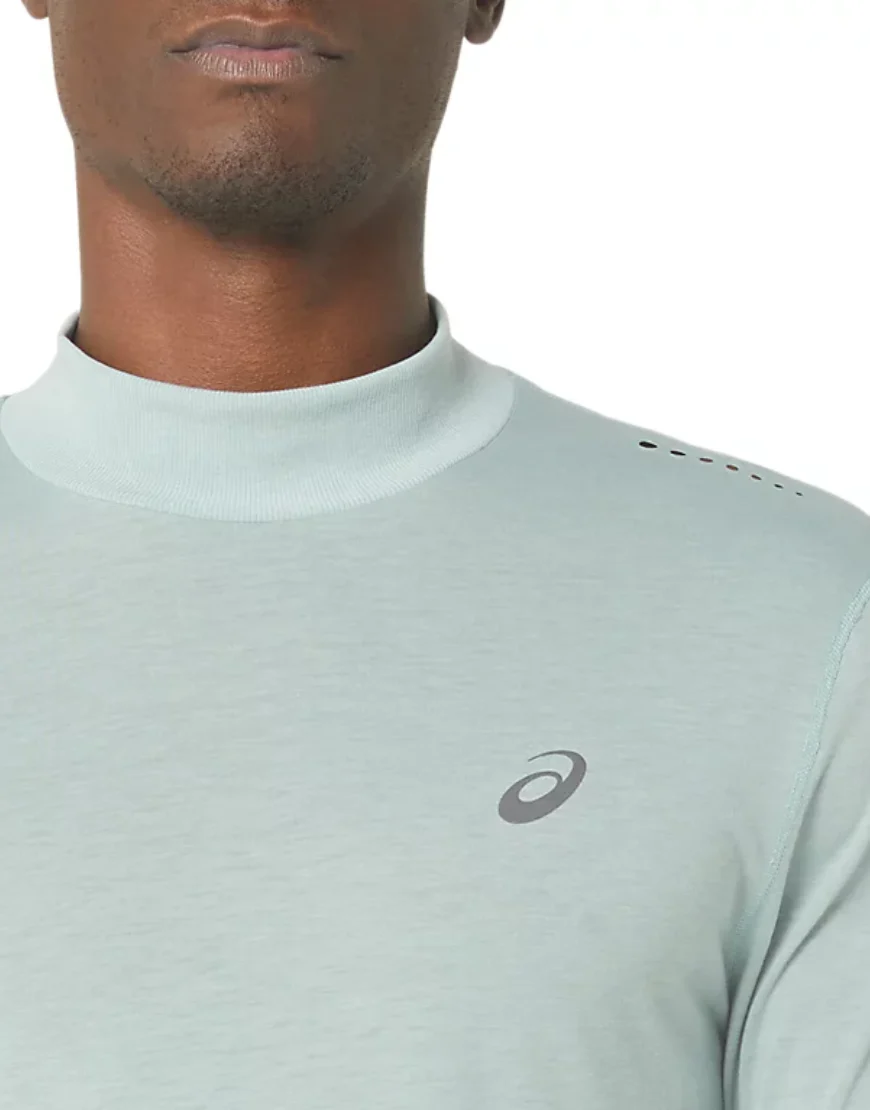 Men's Metarun Mock Neck Long Sleeve Top :Ocean Haze - Image 3