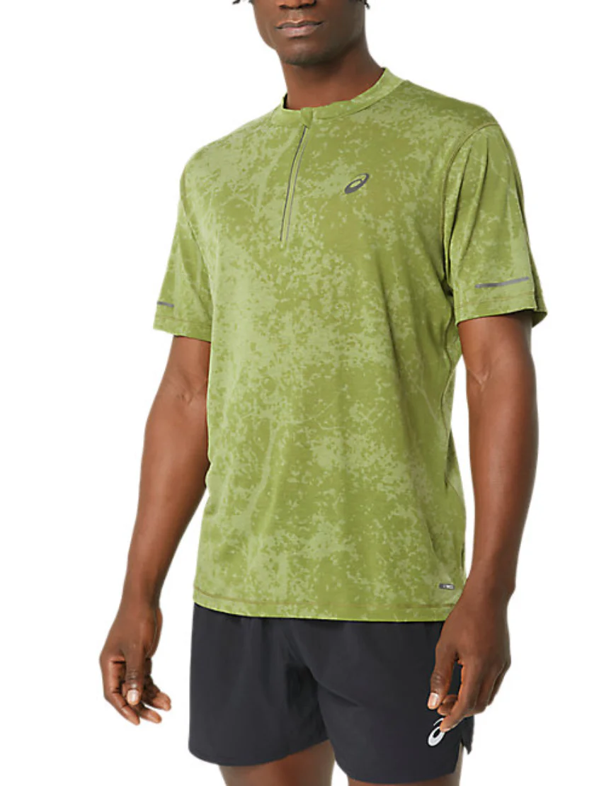 Men's Metarun Pattern 1/2 Zip Short Sleeve Top: Cactus