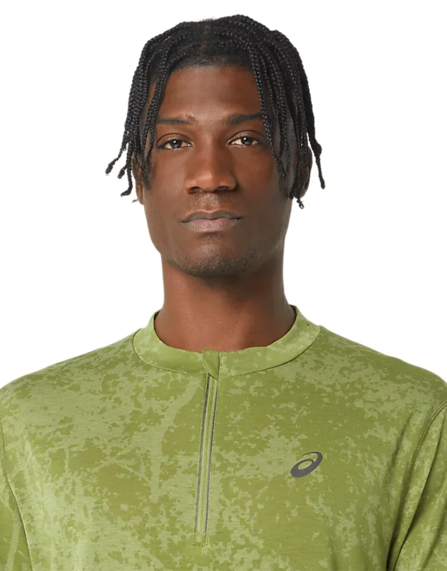 Men's Metarun Pattern 1/2 Zip Short Sleeve Top: Cactus - Image 3