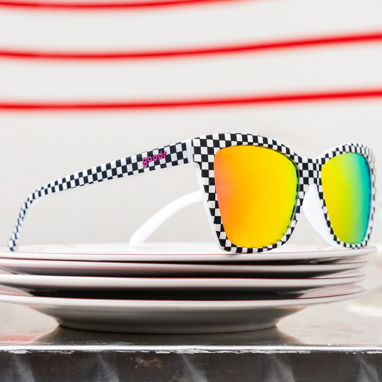 Goodr Server with Checkered Past :Pop G Running Sunglasses
