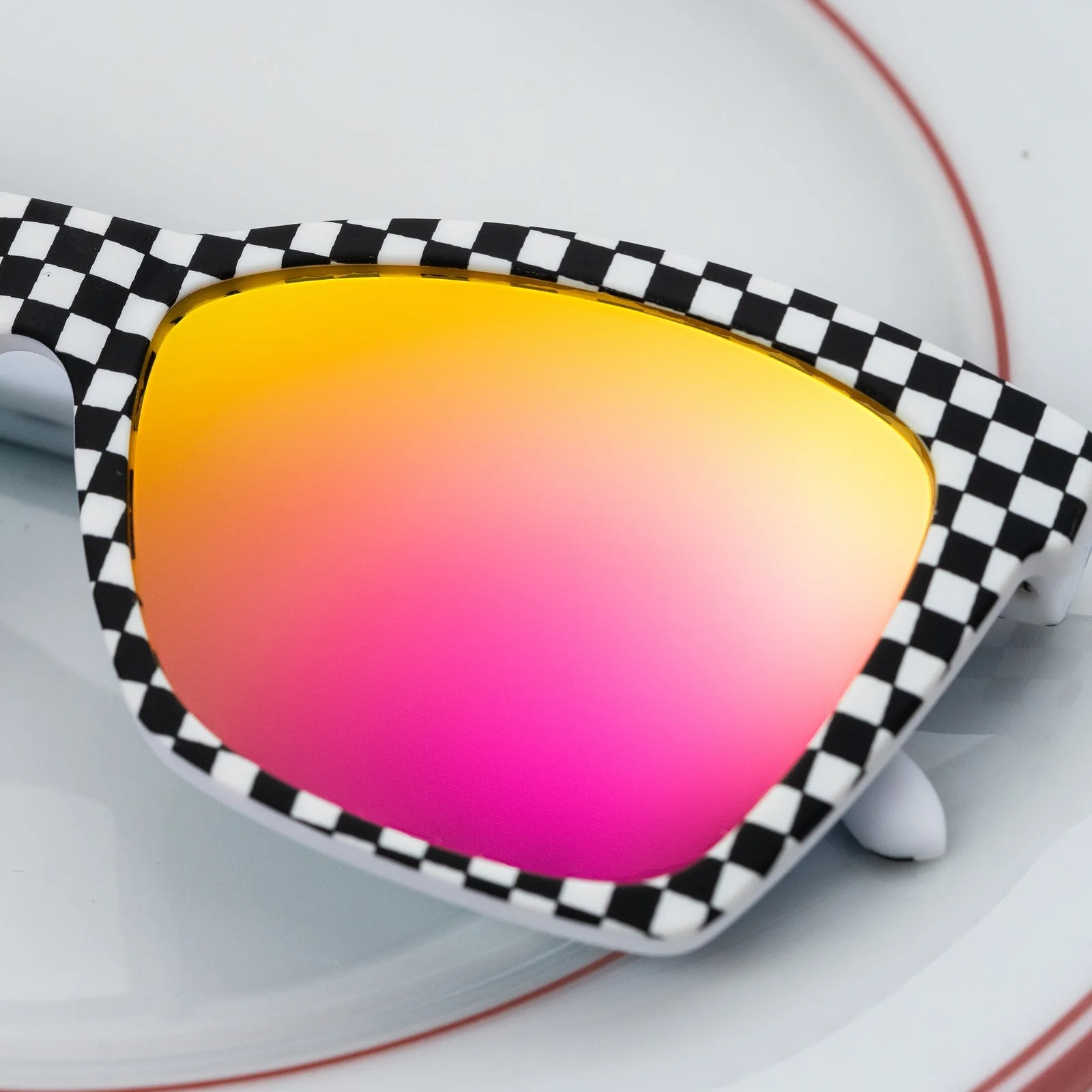 Goodr Server with Checkered Past :Pop G Running Sunglasses - Image 3
