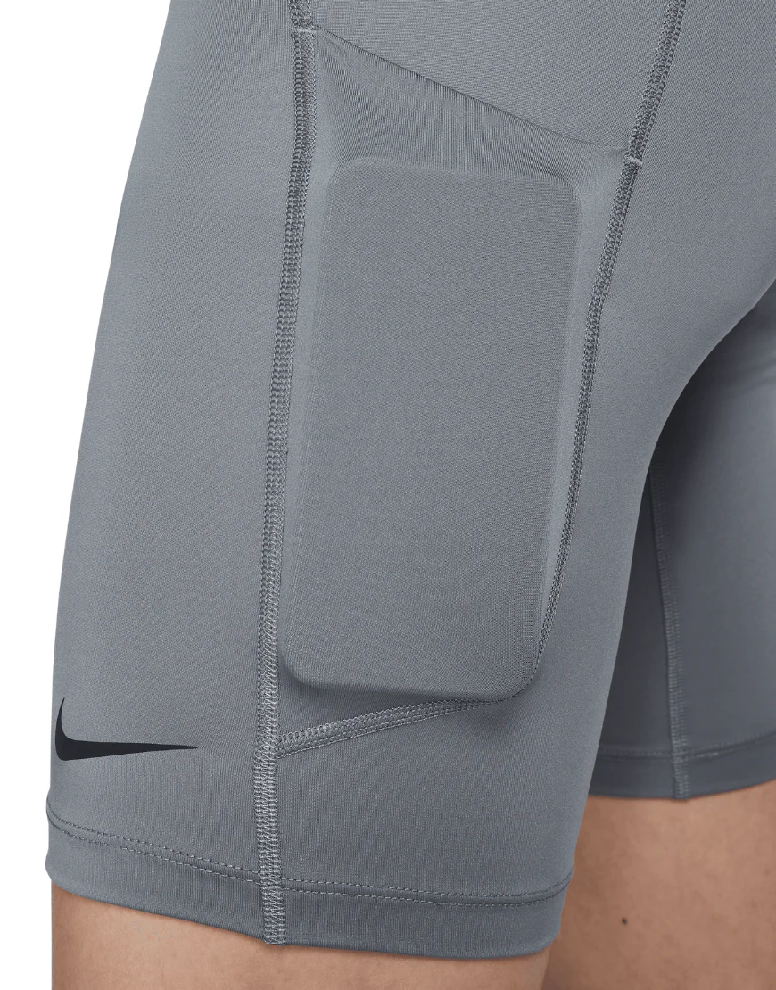Men's Dri-FIT Fitness Long Pro Shorts :Smoke Grey | Black - Image 2