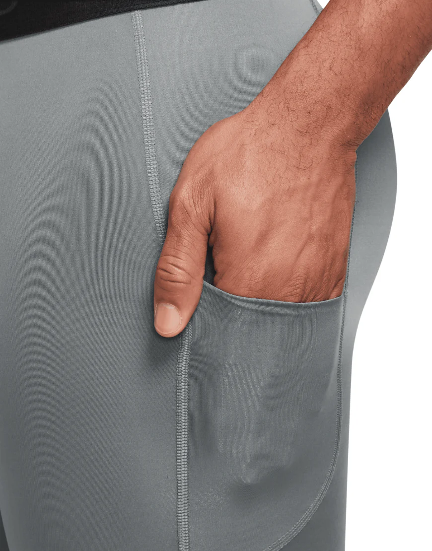 Men's Dri-FIT Fitness Long Pro Shorts :Smoke Grey | Black - Image 4