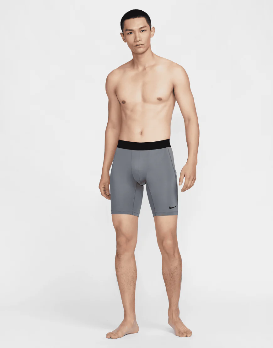 Men's Dri-FIT Fitness Long Pro Shorts :Smoke Grey | Black - Image 6