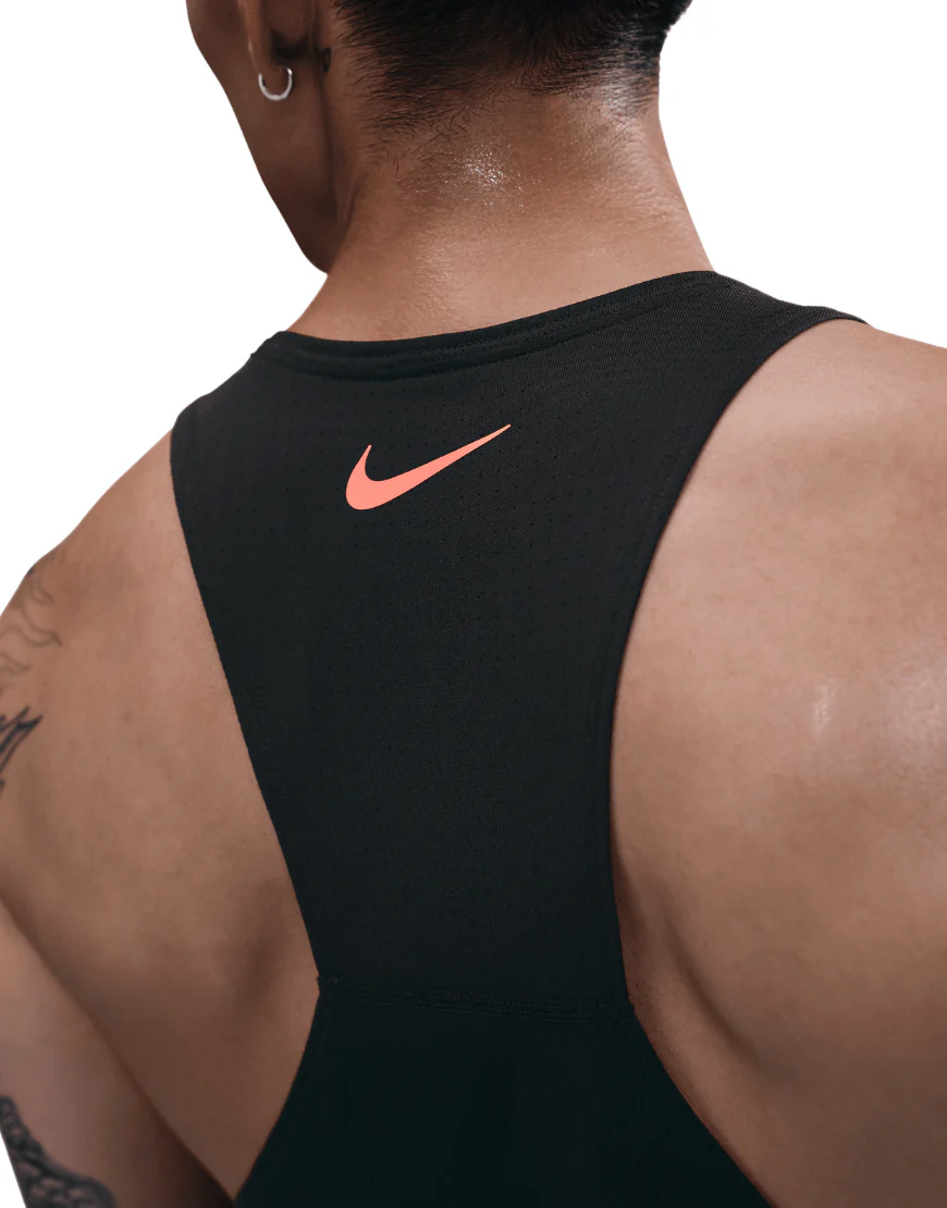 Men's Dri-FIT Fast Running Singlet :Black | Bright Crimson - Image 2