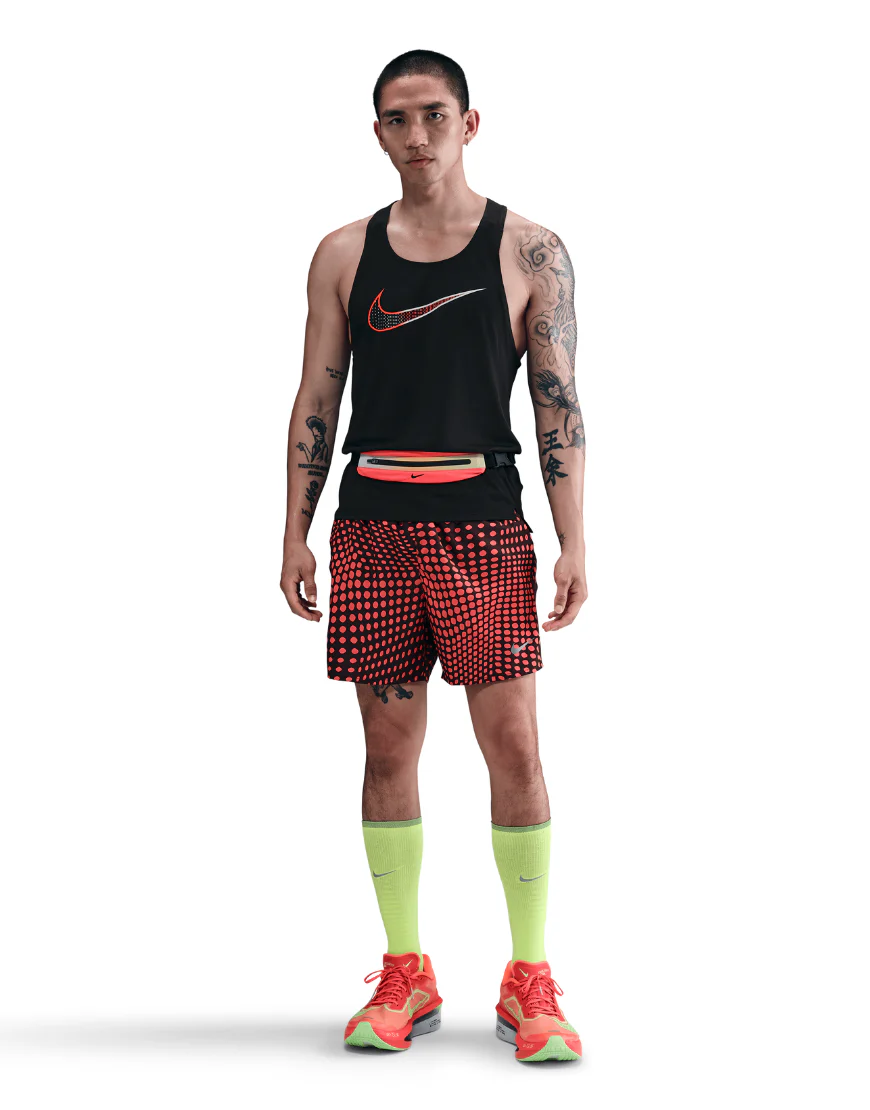 Men's Dri-FIT Fast Running Singlet :Black | Bright Crimson - Image 4