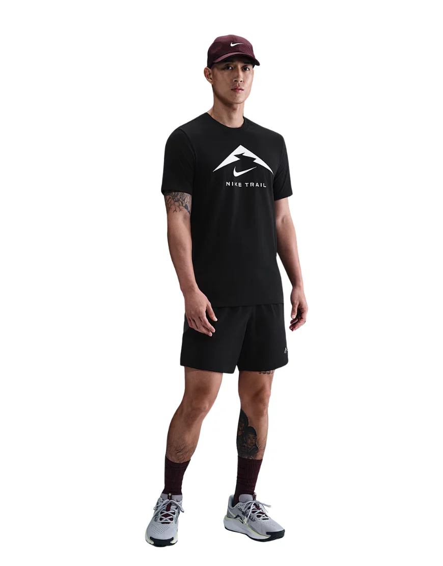 Men's Dri-FIT Trail Running T-Shirt :Black | Summit White - Image 3