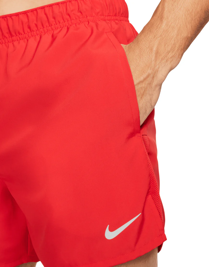 Men's Dri-FIT Challenger 5" Brief-Lined Versatile Shorts :University Red | Reflective Silver - Image 2