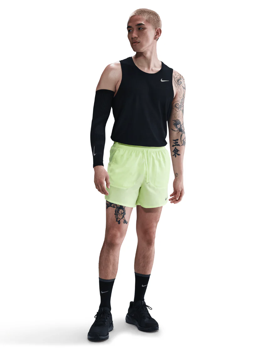Men's Dri-FIT Stride 5" Brief-Lined Running Shorts :Barely Volt | Reflective Silver