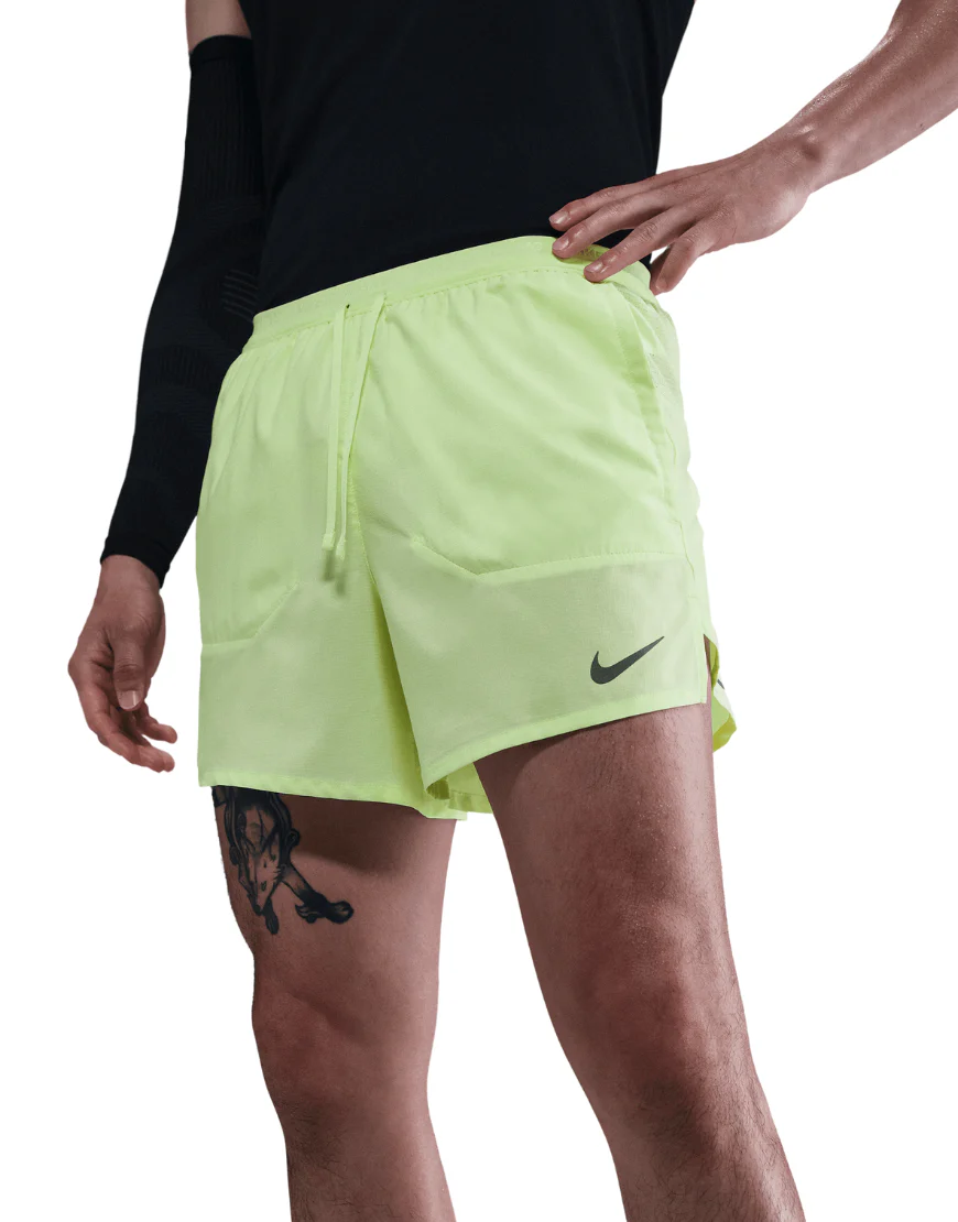 Men's Dri-FIT Stride 5" Brief-Lined Running Shorts :Barely Volt | Reflective Silver - Image 4