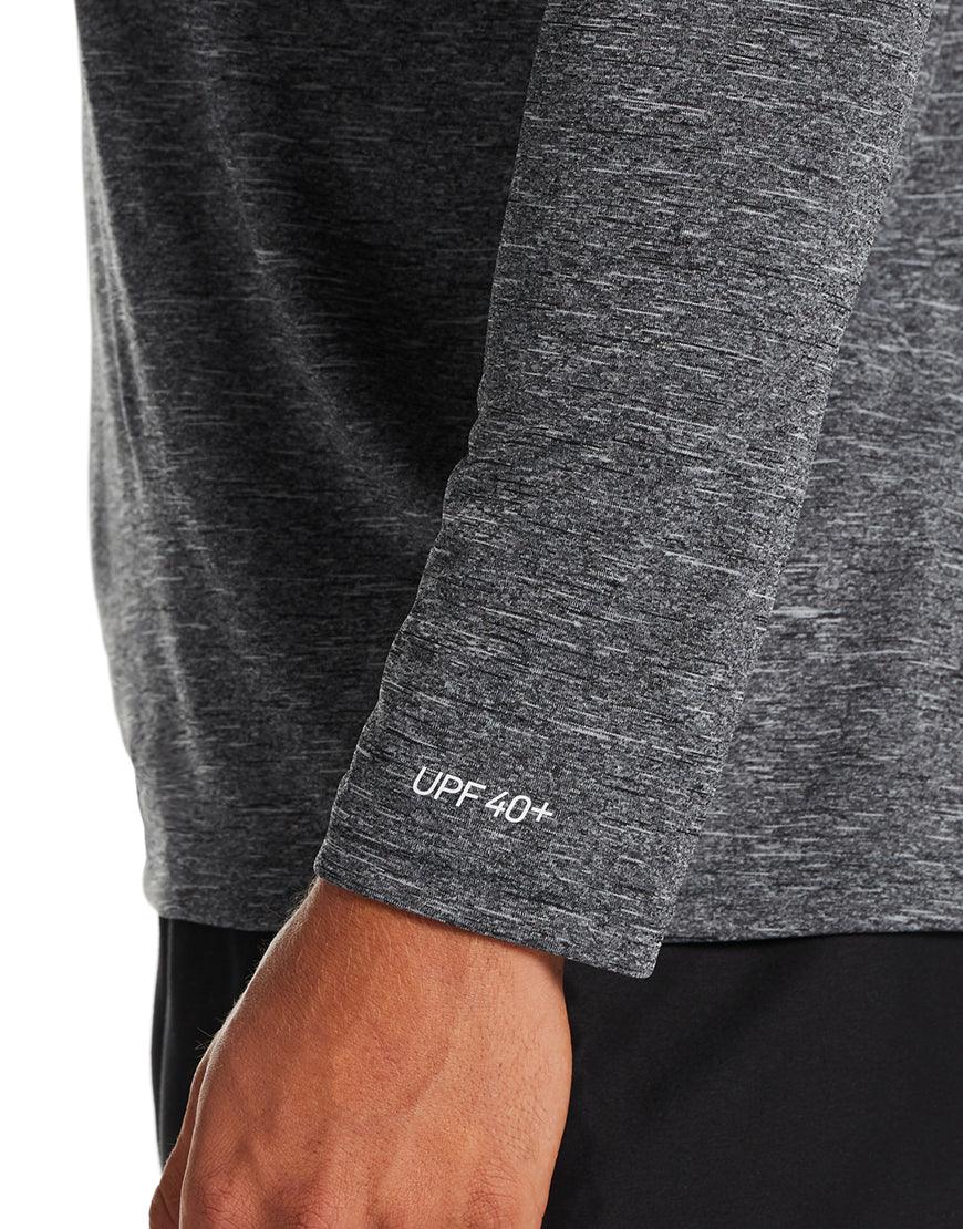 Men's Heathered Hydroguard Swim Shirt :Black - Image 2
