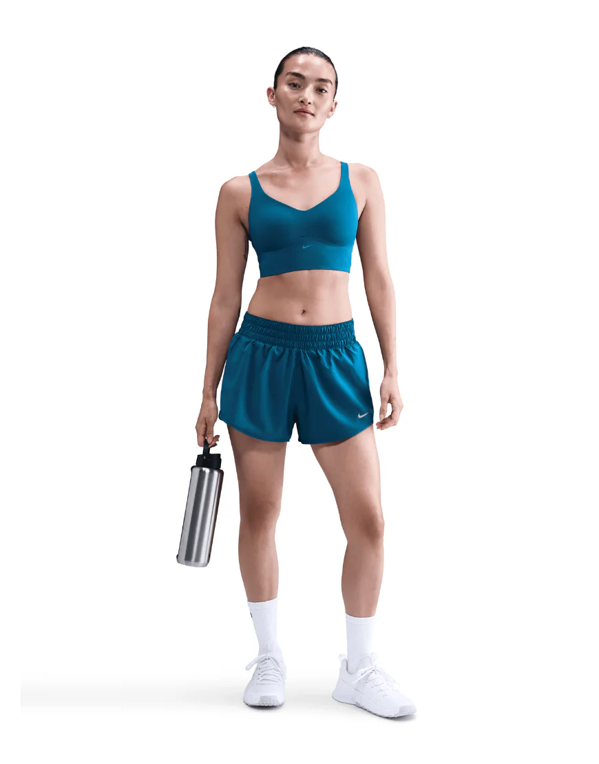 Women's Longline Padded Alate Medium Support Sports Bra :Green Abyss | White - Image 5