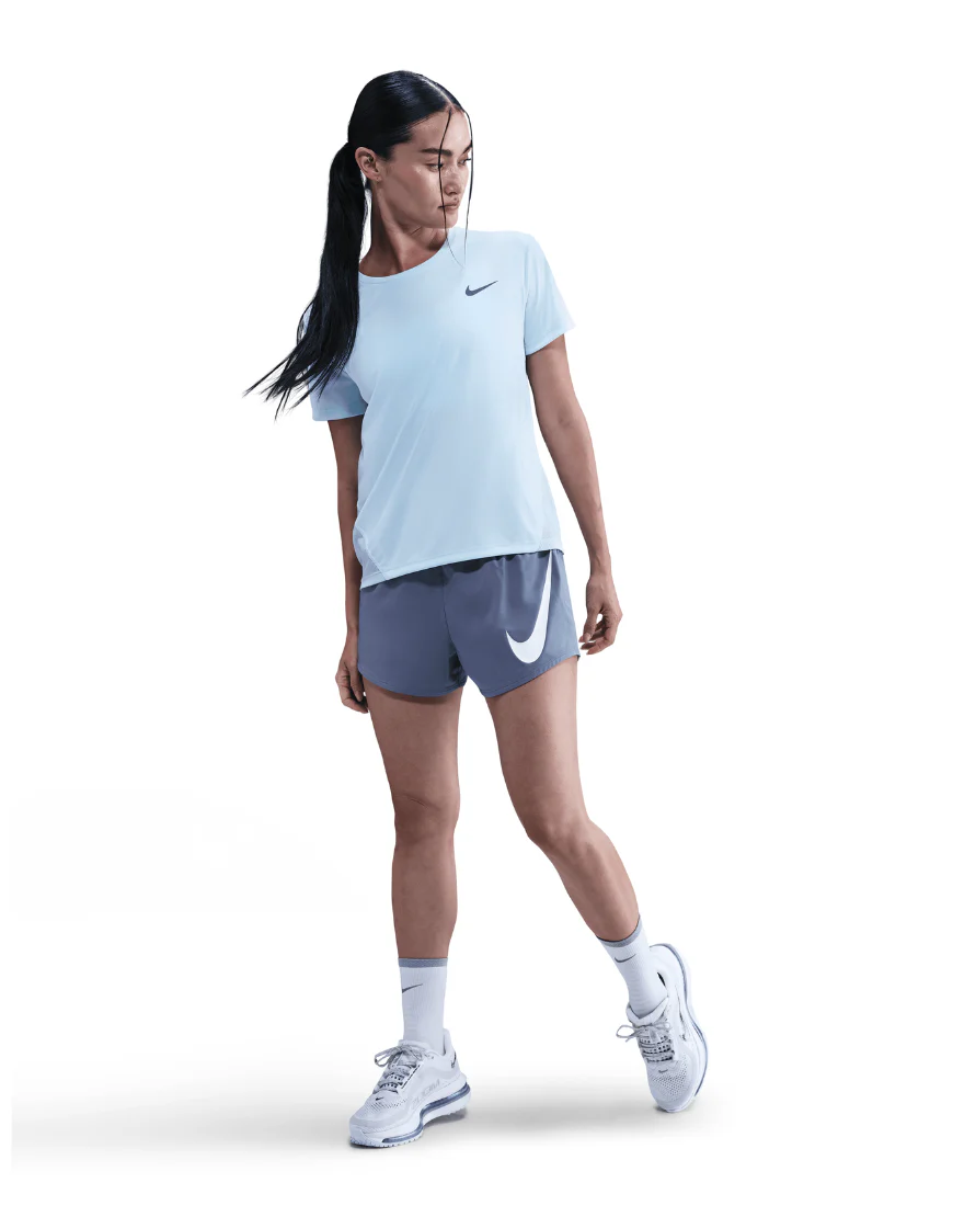 Women's Dri-FIT Mid-Rise Loose 3" Brief-Lined One Swoosh Running Shorts :World Indigo - Image 3