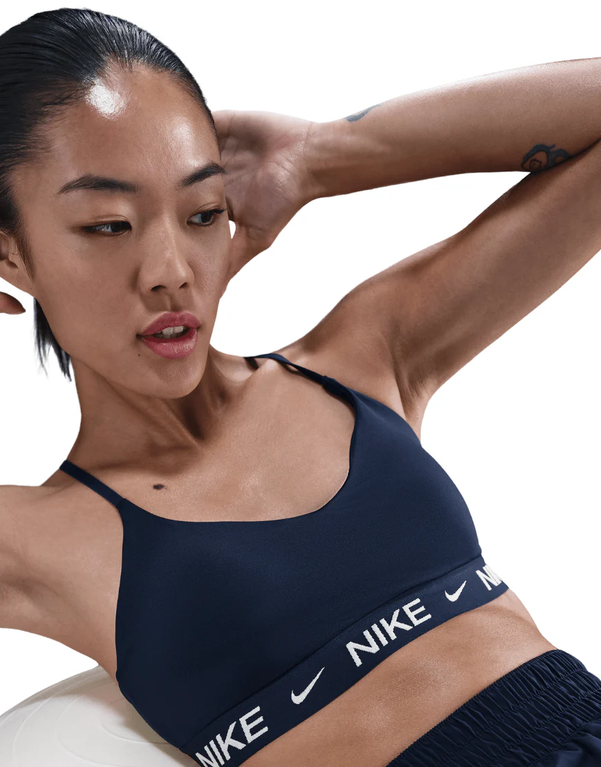 Women's Padded Adjustable Indy Light Support Sports Bra :Midnight Navy - Image 2