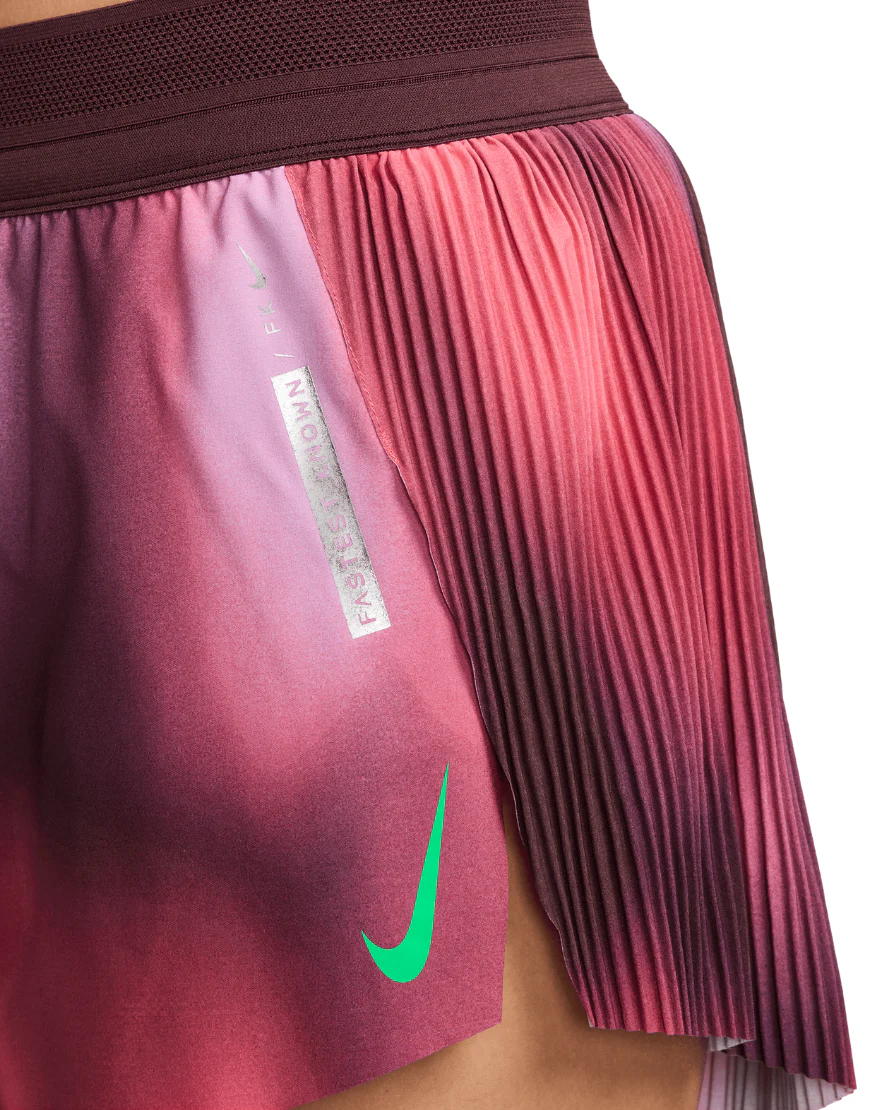 Women's DriFIT Aeroswift Faith Kipyegon Running Shorts :Rush Fuchsia | Green Shock - Image 2
