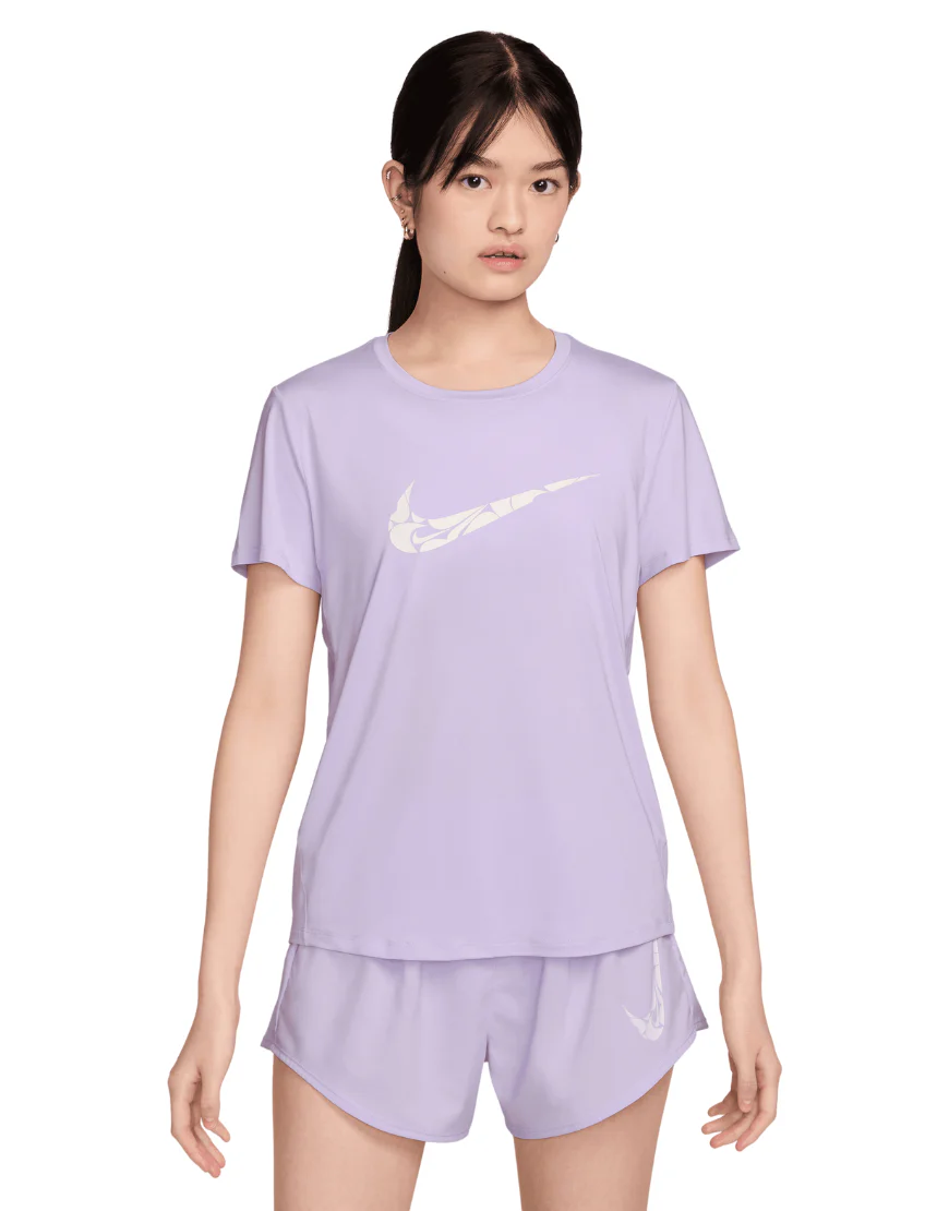 Women's One Swoosh Dri-FIT Short-Sleeve Running Top :Lilac Bloom | White