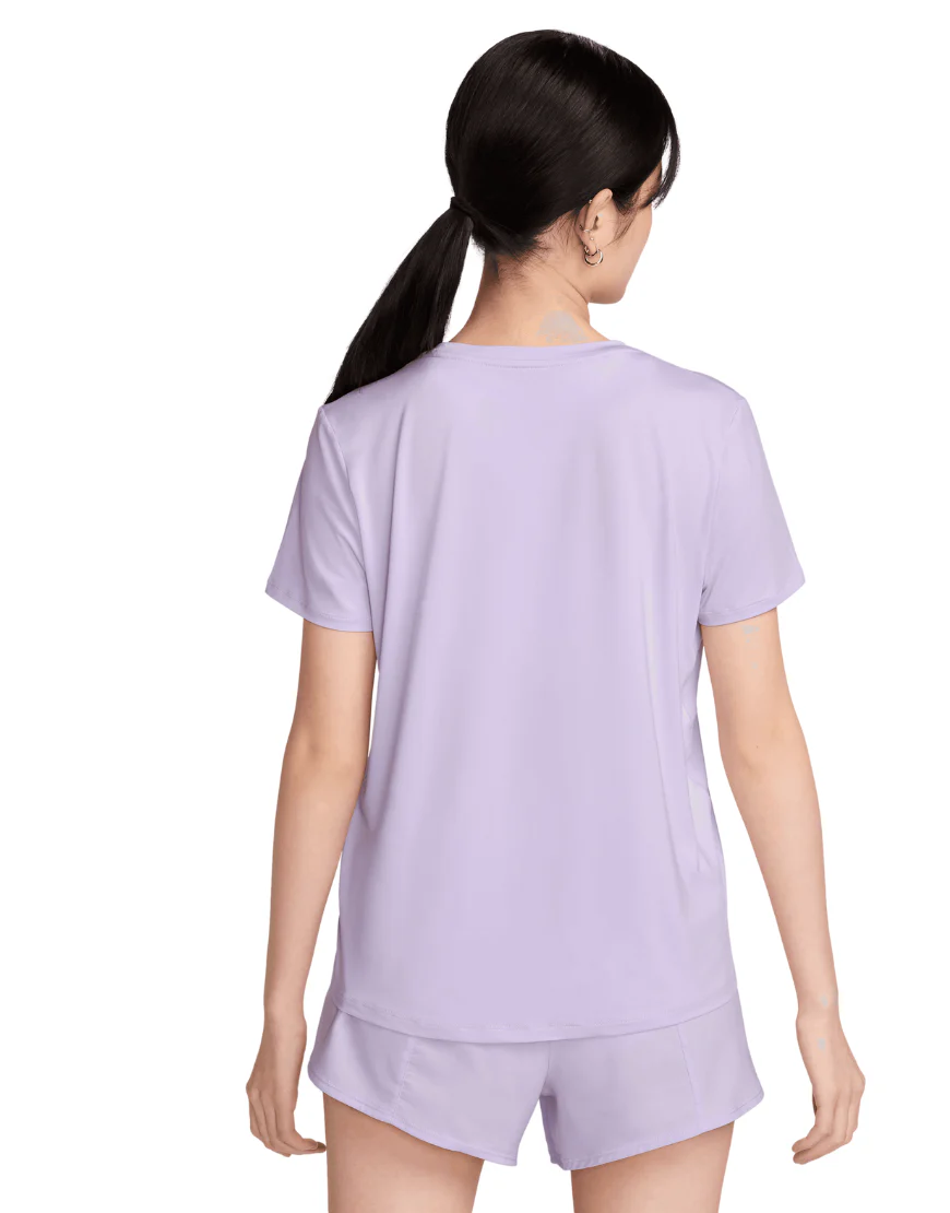 Women's One Swoosh Dri-FIT Short-Sleeve Running Top :Lilac Bloom | White - Image 2