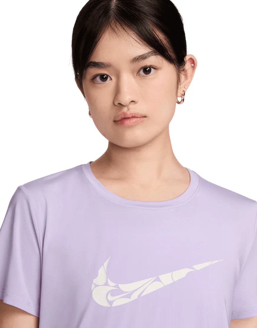Women's One Swoosh Dri-FIT Short-Sleeve Running Top :Lilac Bloom | White - Image 3