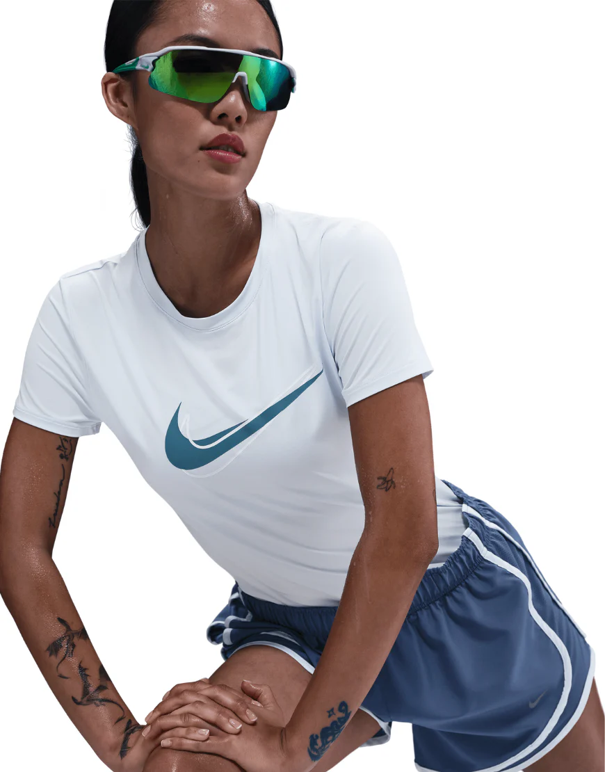 Women's One Swoosh Dri-FIT Short-Sleeve Running Top :Blue Tint - Image 5