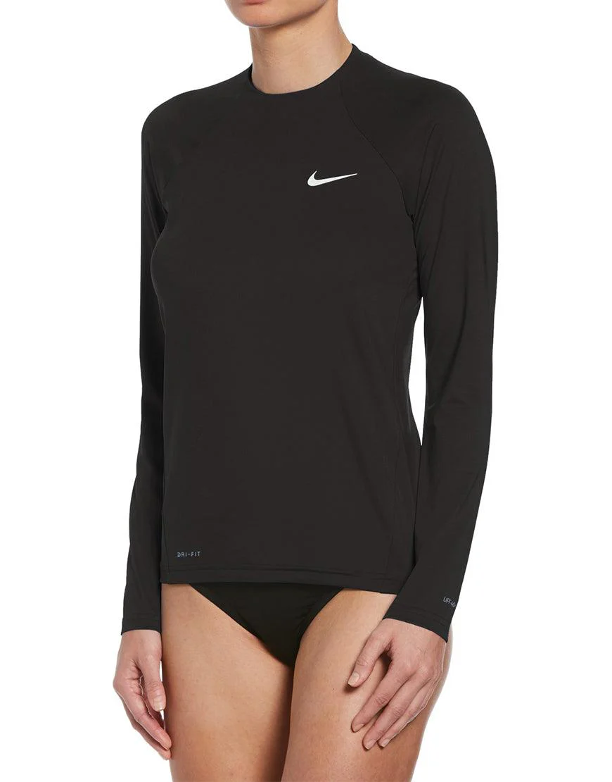 Women's Essential Hydroguard Swim Shirt :Black