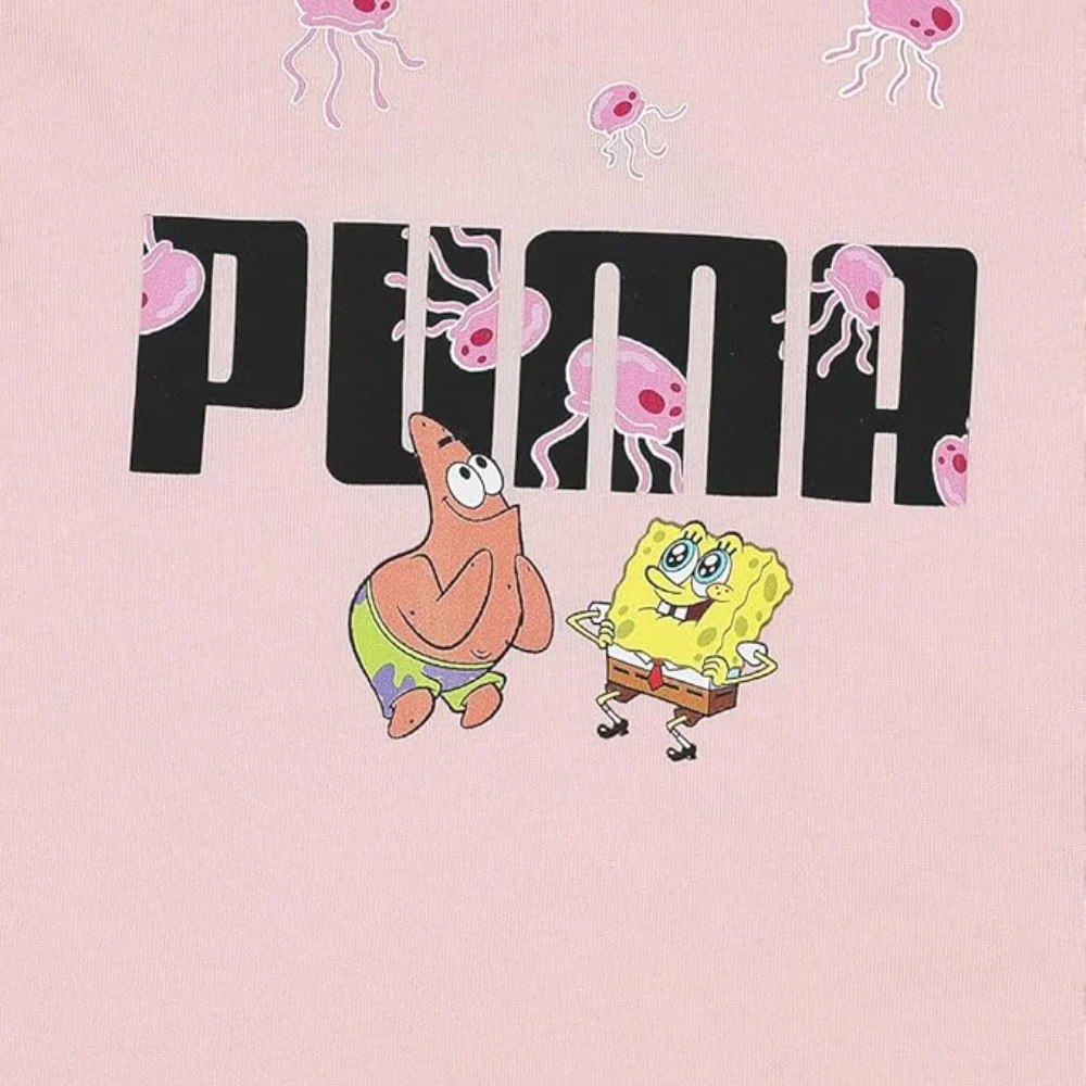 Kids' PUMA x SPONGEBOB Logo Tee: Rose Dust - Image 3