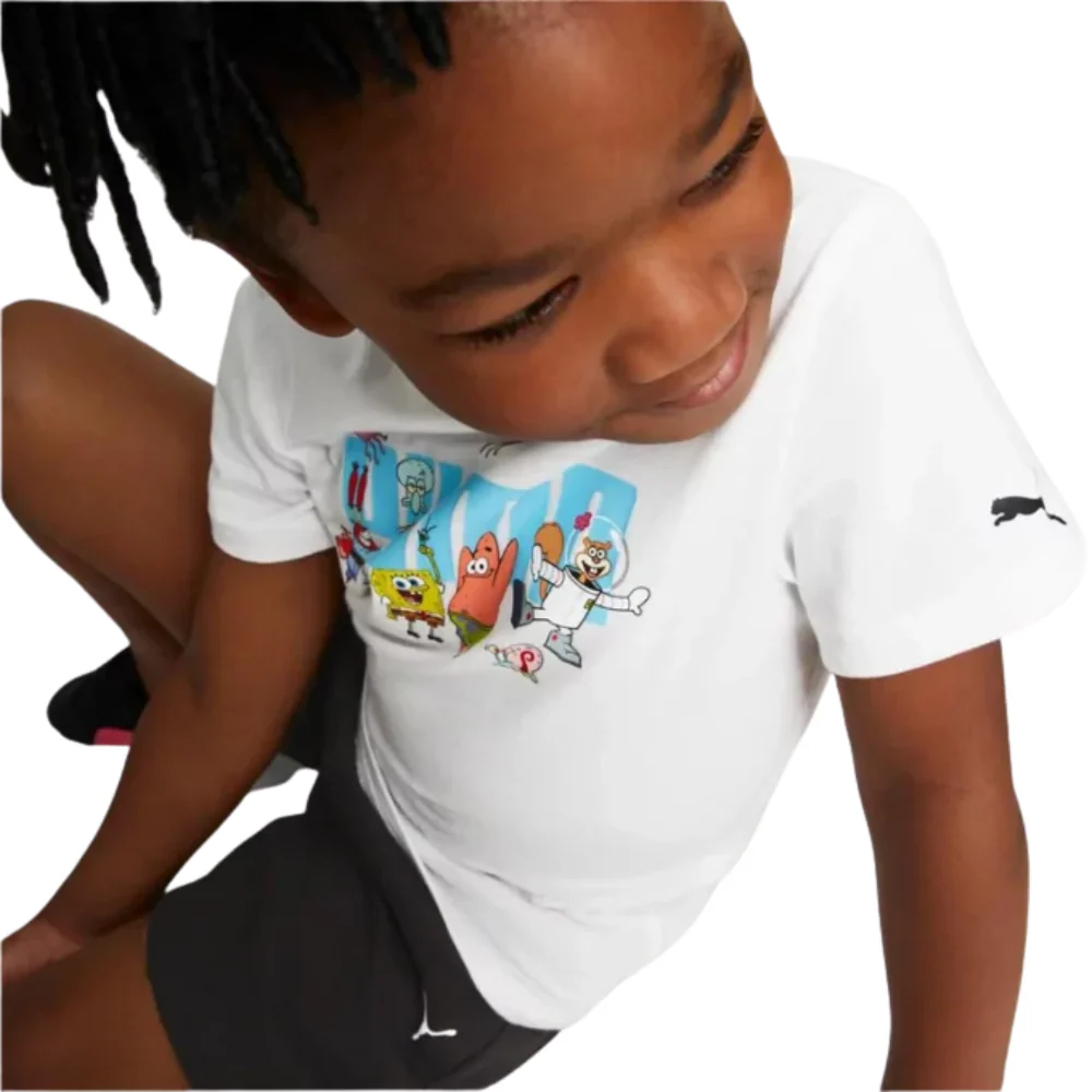 Kids' PUMA x SPONGEBOB Short Jersey Set: White - Image 3