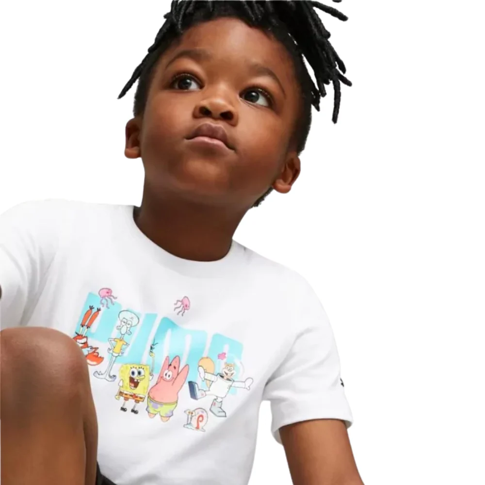 Kids' PUMA x SPONGEBOB Short Jersey Set: White - Image 4