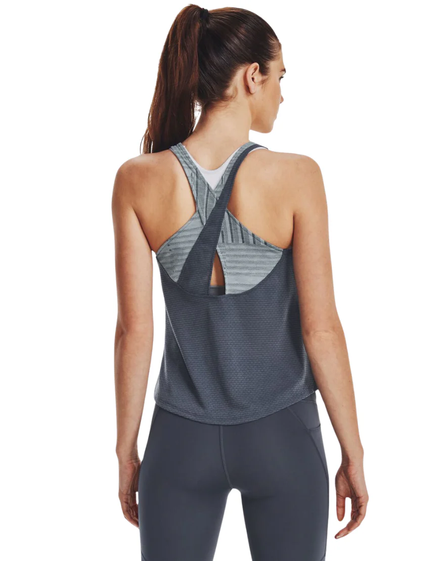 Women's UA Streaker Deco Diamond Tank :Grey - Image 2