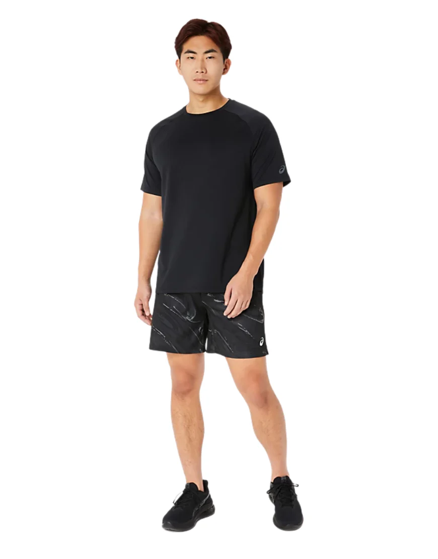 Suminagashi Motif Print 7 inch Shorts :Graphite Grey