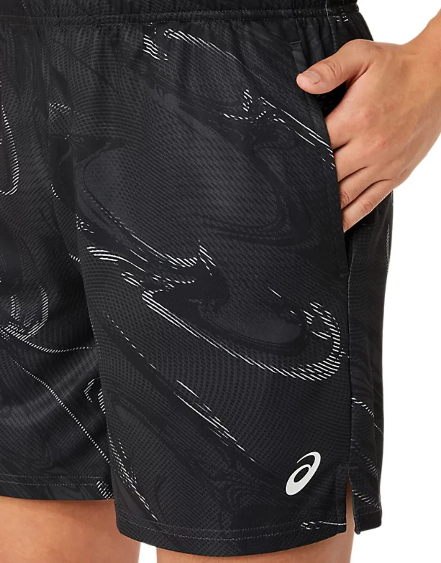 Suminagashi Motif Print 7 inch Shorts :Graphite Grey - Image 2