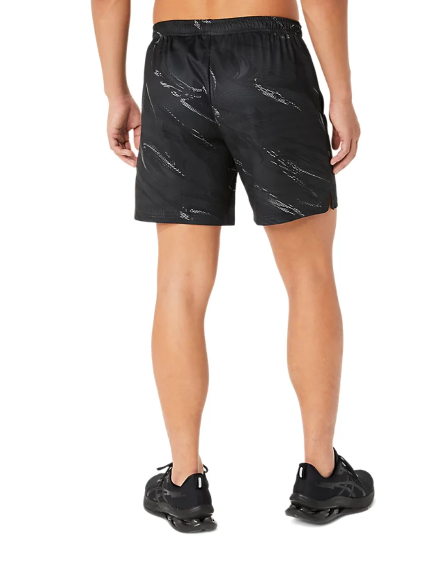 Suminagashi Motif Print 7 inch Shorts :Graphite Grey - Image 5